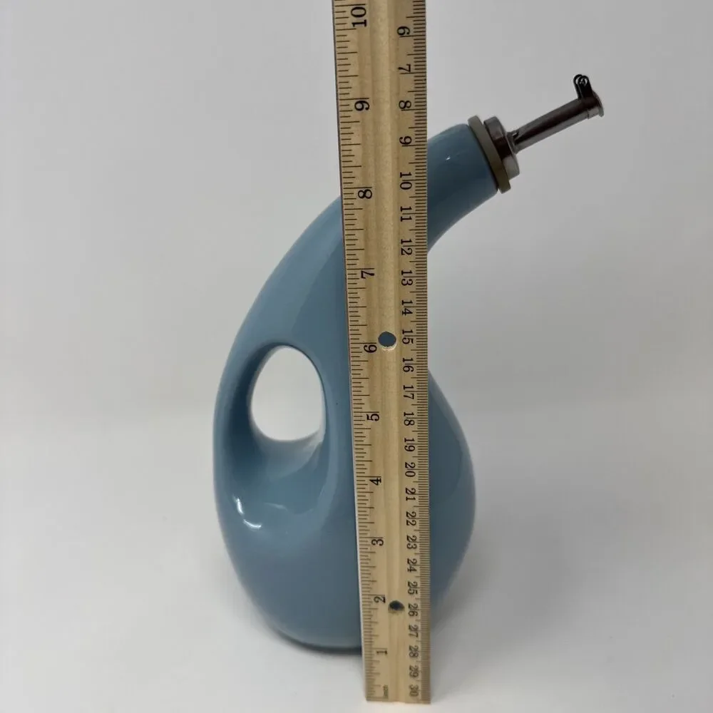 Rachael Ray Ceramic EVOO Oil and Vinegar Dispensing Bottle, Agave Blue